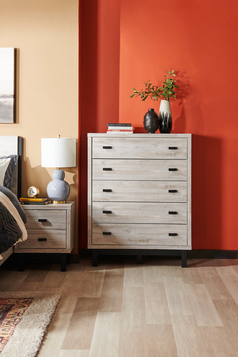 Commode verticale Zen de 44,7 po (L) x 52,5 po (H) à 5 tiroirs pour la chambre à coucher - grise