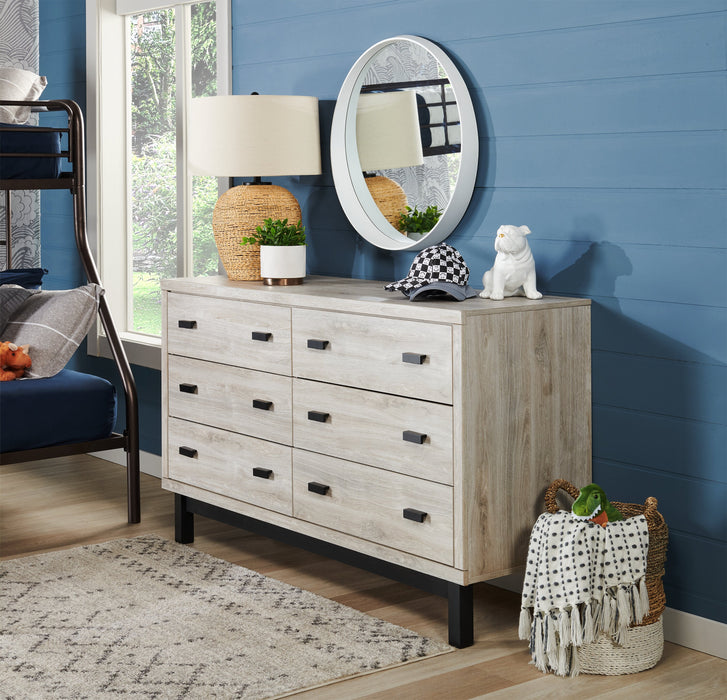 Commode Zen de 62 po (L) x 35,6 po (H) à 6 tiroirs pour la chambre à coucher - grise