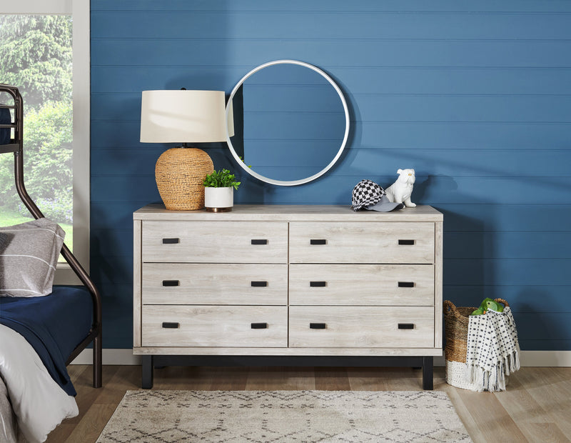 Commode Zen de 62 po (L) x 35,6 po (H) à 6 tiroirs pour la chambre à coucher - grise
