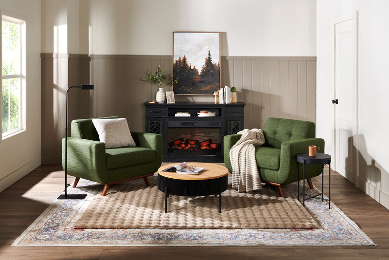 Meuble pour téléviseur Zenith de 64 po avec foyer électrique et rangement, pour téléviseurs jusqu’à 70 po - noir