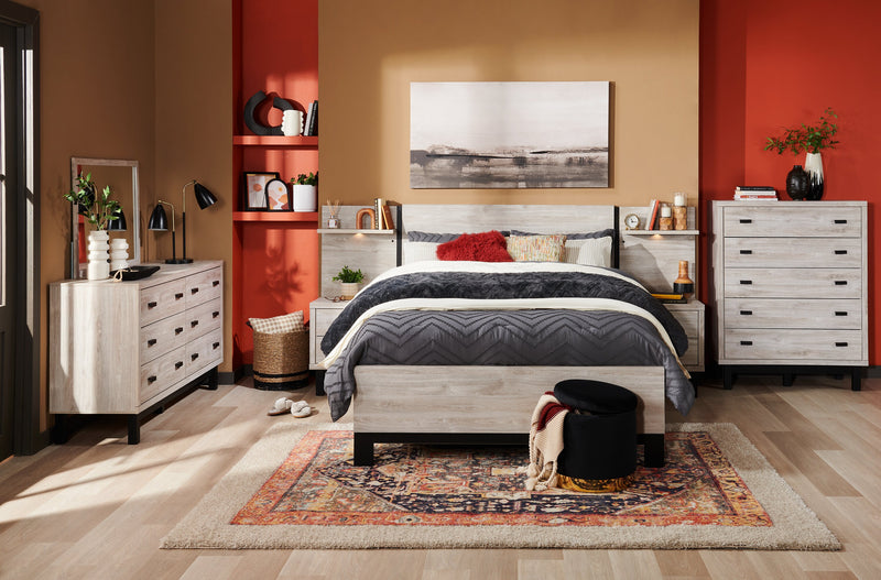 Commode Zen de 62 po (L) x 35,6 po (H) à 6 tiroirs pour la chambre à coucher - grise