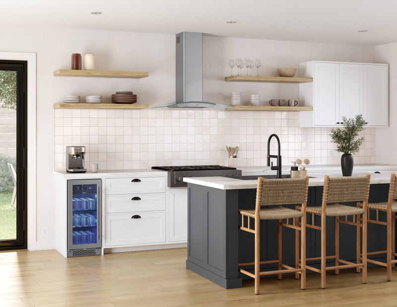 Hotte de cuisinière courbée Brisas par Zephyr de 36 po en verre - acier inoxydable - BMI-E36DG