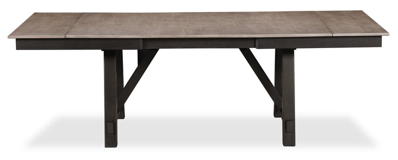 Table de salle à manger Zao de 66 po à 94 po (L) en mélamine avec rallonge avec base à tréteaux - brune