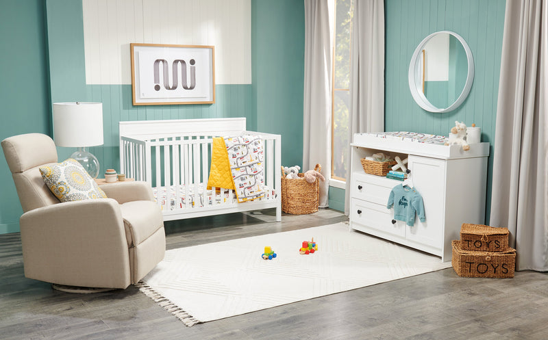 Table à langer Zoe pour bébé avec tiroirs de rangement - blanche