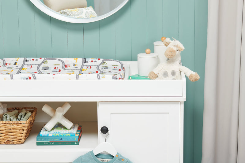 Table à langer Zoe pour bébé avec tiroirs de rangement - blanche