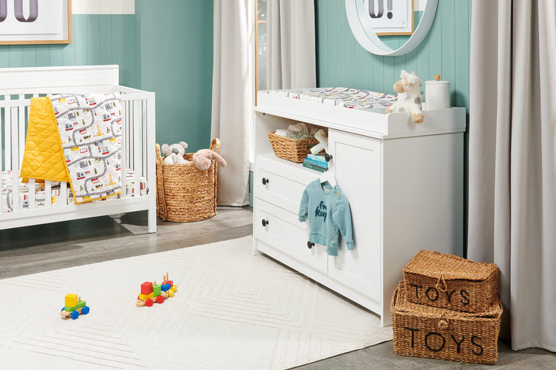 Table à langer Zoe pour bébé avec tiroirs de rangement - blanche