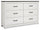 Commode Zoey de 58,3 po (L) x 37,1 po (H) à 6 tiroirs pour la chambre à coucher - deux teintes, blanc et brun