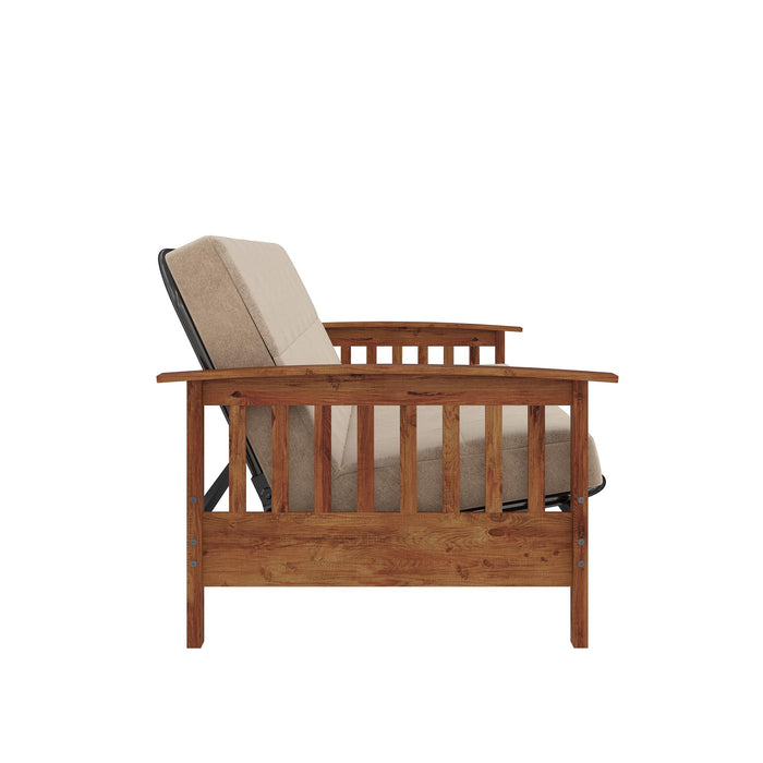 Futon Brixen de DHP avec matelas pour lit double - brun clair
