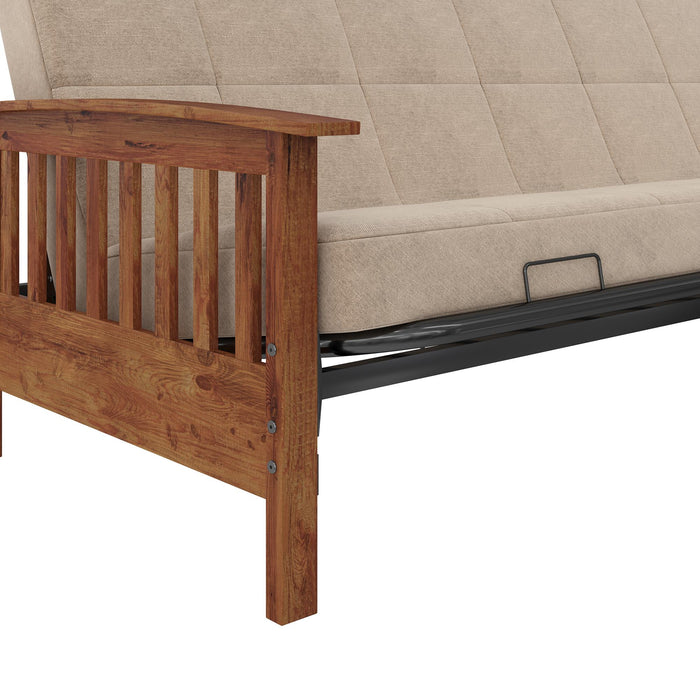 Futon Brixen de DHP avec matelas pour lit double - brun clair