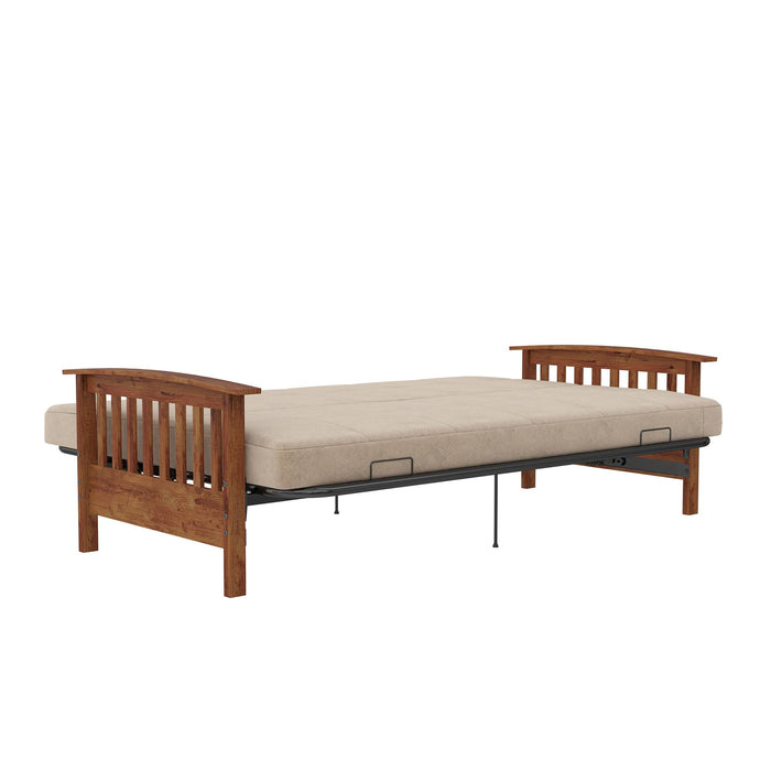 Futon Brixen de DHP avec matelas pour lit double - brun clair