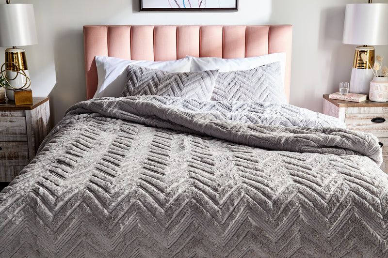 Ensemble d'édredon Tilda 3 pièces pour lit double ou grand lit - gris