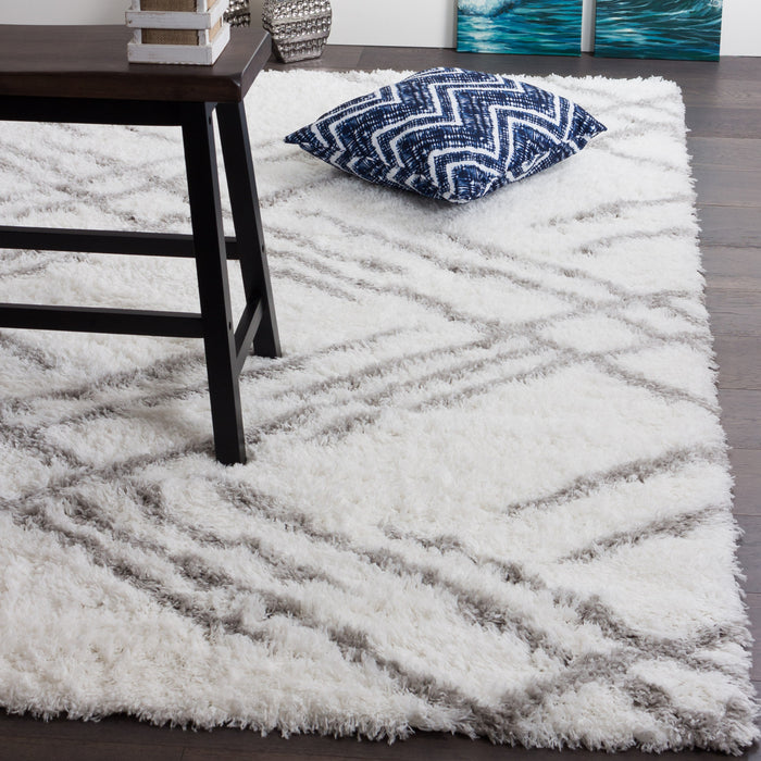 Carpette Ker blanche à rayures 3 x 5