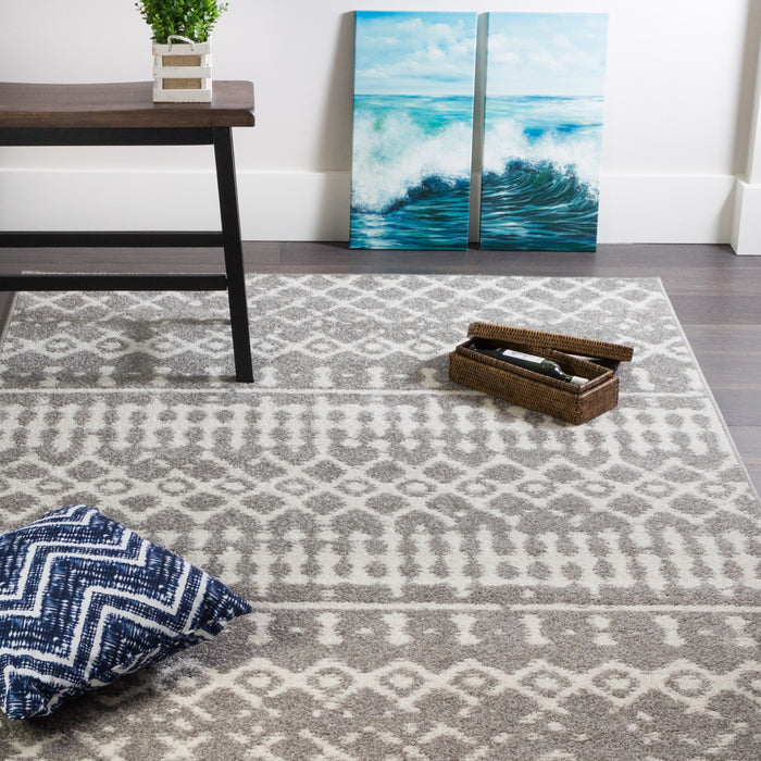 Carpette Lavan grise à motifs marocains 3 x 5