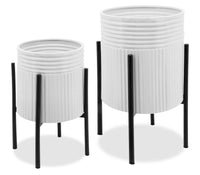 Pot à fleurs à motif aztèque en fer blanc - ensemble de 2