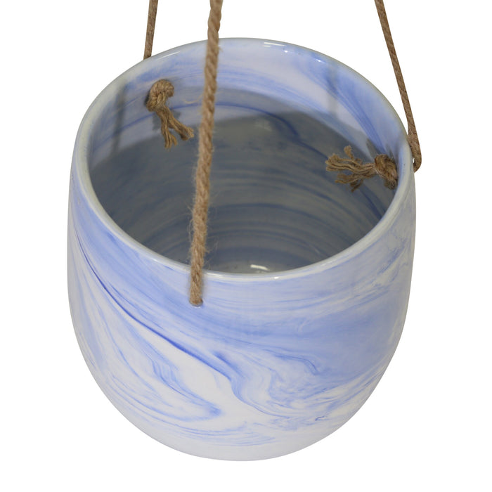 Pot à fleurs suspendu en marbre bleu