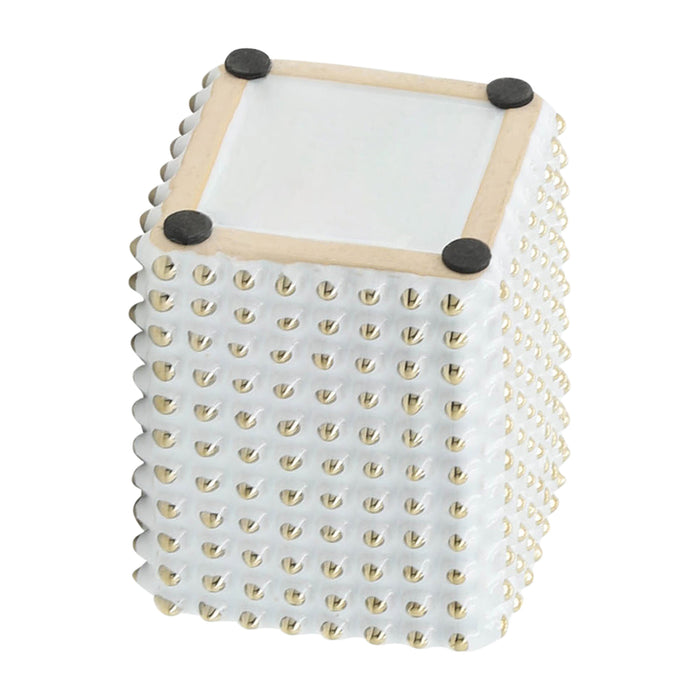Porte-crayons en céramique blanche et dorée de 4 po