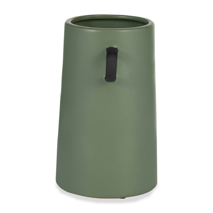 Vase à oreilles en céramique sauge foncé de 9 po