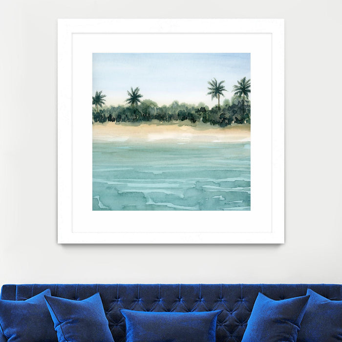 Œuvre d’art murale encadrée blanche et mate « Paradis Ii » 36 x 36