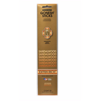 Gonesh Stick Sandalwood Set of 8 Incense Sticks|Ensemble de 8 paquets de bâtons d’encens au bois de santal de Gonesh
