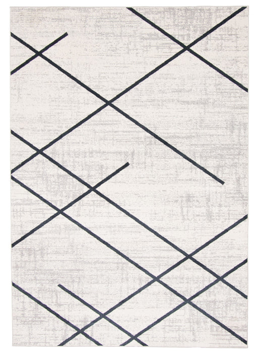 Carpette Damali ivoire et bleue lavable à la machine - 3 pi 0 po x 5 pi 0 po
