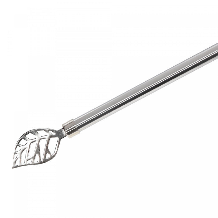 Ensemble de tringles à rideaux de 16 à 19 mm en métal avec fleuron en forme de feuille- couleur nickel