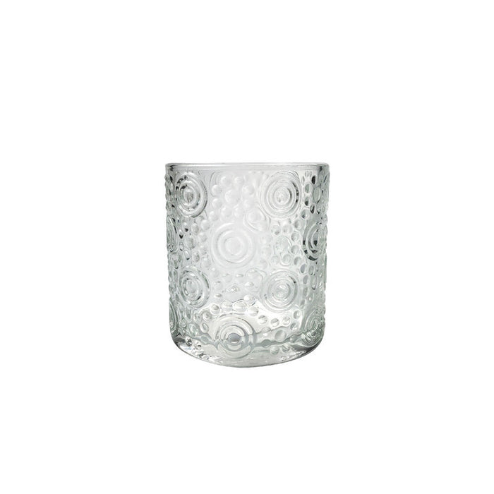 Bougeoir rond en verre avec motifs circulaires - ensemble de 4