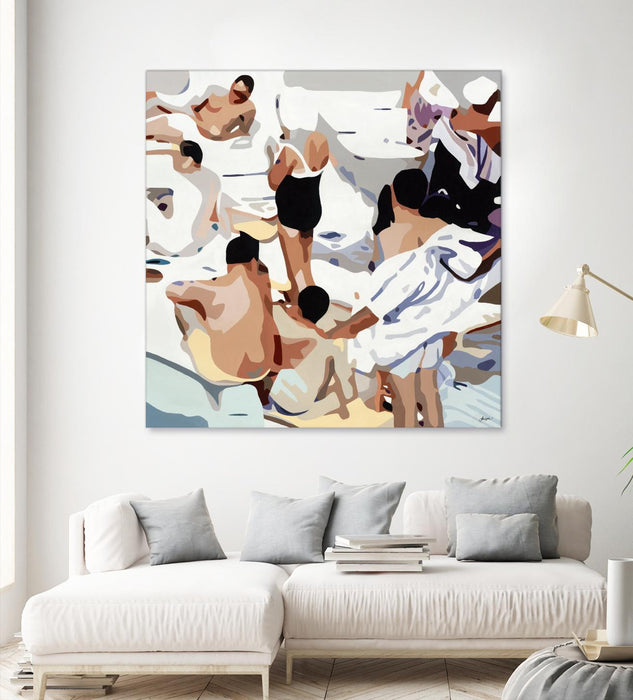 Œuvre d’art murale Giant Art « Tammy & Greg's Pool Party » 72 x 72