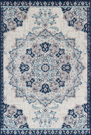 Carpette Sav Vintage bleu marine et blanche 3 x 5