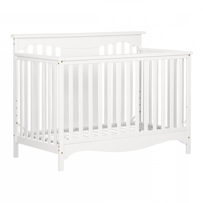 Savannah Lit de bébé avec barrière de transition - Blanc solide