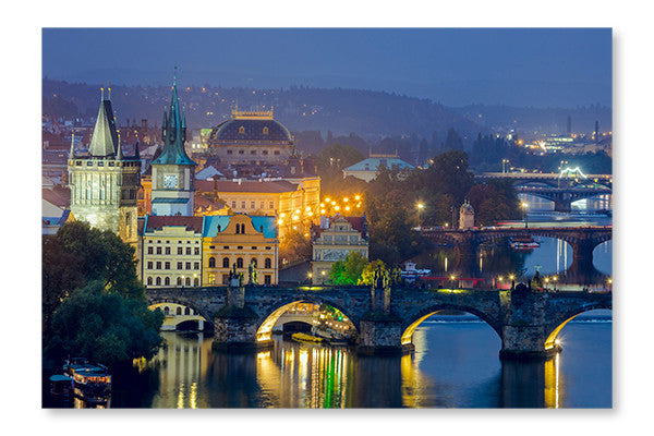 Famous View of Prague 28x42 Wall Art Fabric Panel Without Frame