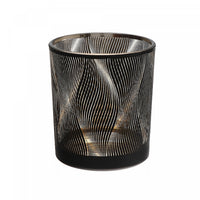 Bougeoir en verre pour chandelle décorative à motif de vagues - ensemble de 2 bougeoirs