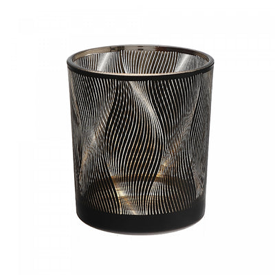 Glass Votive Holder Waves - Set of 2 Candle Holder|Bougeoir en verre pour chandelle décorative à motif de vagues - ensemble de 2 bougeoirs