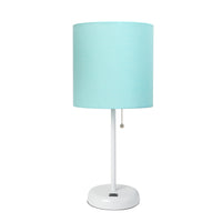 Lampe de table Limelights turquoise avec pied mince blanc et port de recharge USB
