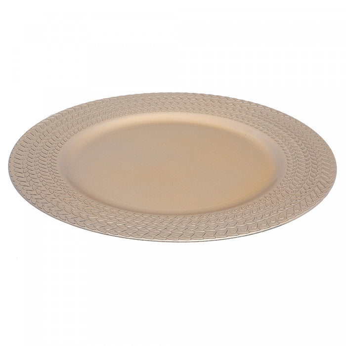 Assiette de présentation de 13 po champagne ornée de tresses - ensemble de 6