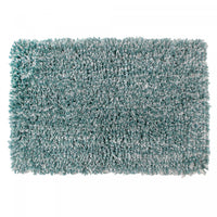 Tapis de salle de bain bain en microfibre bleu et blanc à poil long 20 x 32