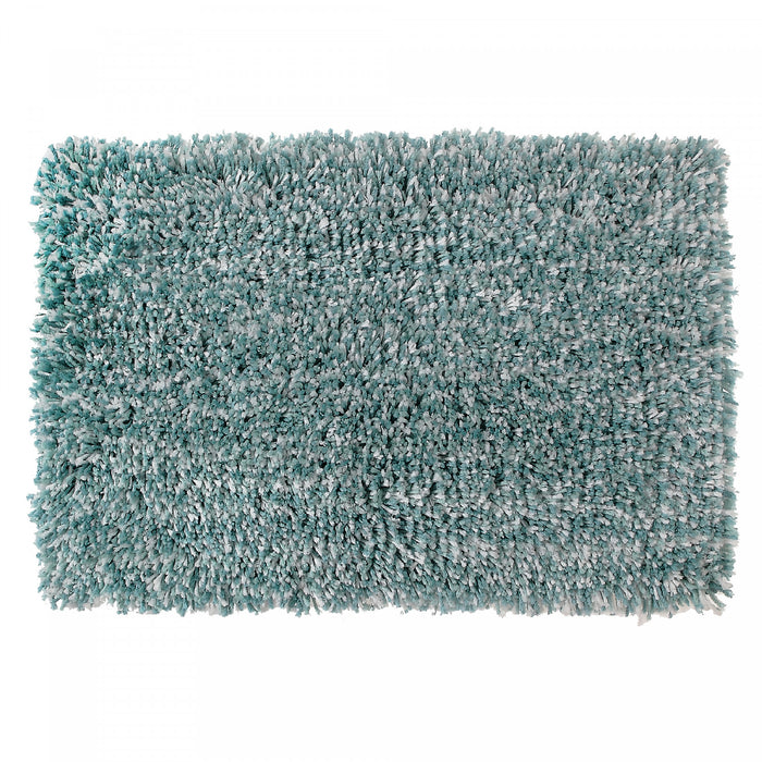 Tapis de salle de bain bain en microfibre bleu et blanc à poil long 20 x 32