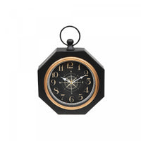 Horloge de table octogonale noire en métal