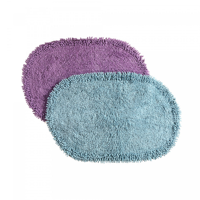 Tapis de salle de bain ovale en chenille à poil long 18 x 30 - ensemble de 2