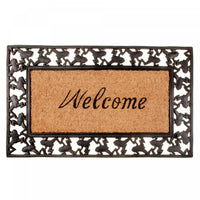 Tapis de plancher en caoutchouc et tapis-brosse « Welcome » en italique