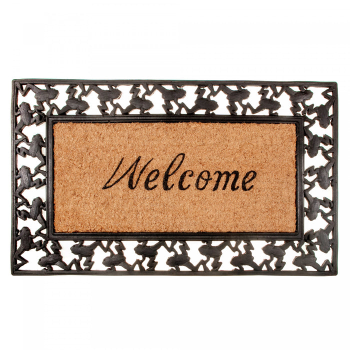 Tapis de plancher en caoutchouc et tapis-brosse « Welcome » en italique