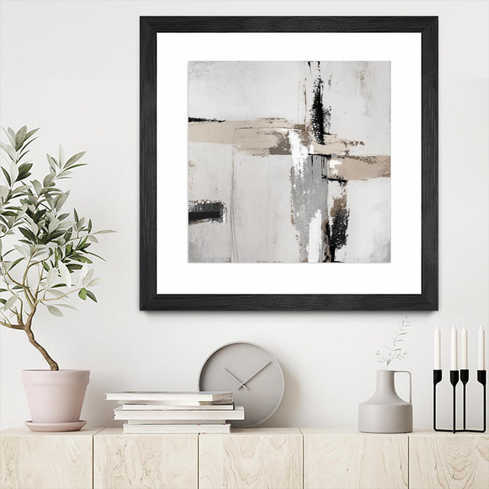Œuvre d’art murale encadrée noire et mate « Off Edge Ii » 30 x 30