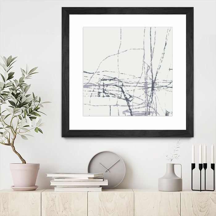 Œuvre d’art murale encadrée noire et mate « Chalk Doodles H » 30 x 30