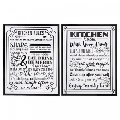 Canvas Wall Sign Kitchen Rules 16 x 20 - Set of 2 Wall Decor|Panneau mural sur toile « Kitchen Rules » 16 x 20 - ensemble de 2 décorations murales