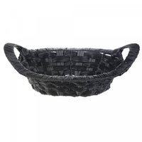 Panier tressé noir 14 x 11 avec poignée ovale - ensemble de 2