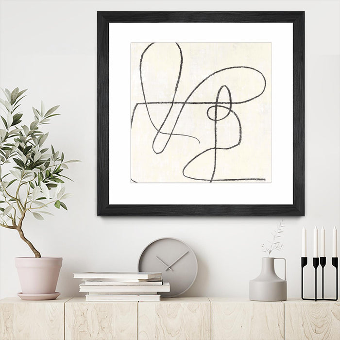 Œuvre d’art murale encadrée noire et mate « Juxtaposing » 30 x 30