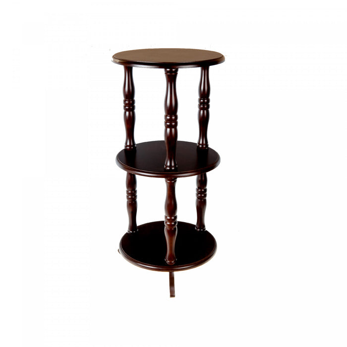 Étagère ronde en bois à 3 niveaux