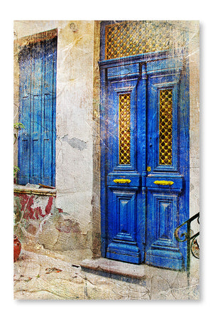  Traditional Greek Streets 16 po x 24 po : Cadre d'art mural et panneau de tissu
