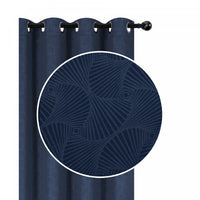 Panneau embossé bleu marine de 84 po à motif de coquillage - ensemble de 2 rideaux et stores