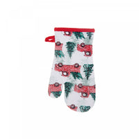Mitaine de four en coton orné de camions rouges avec arbres - ensemble de 4