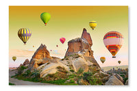  Hot Air Balloons In Cappadocia 24 po x 36 po : Cadre d'art mural et panneau de tissu